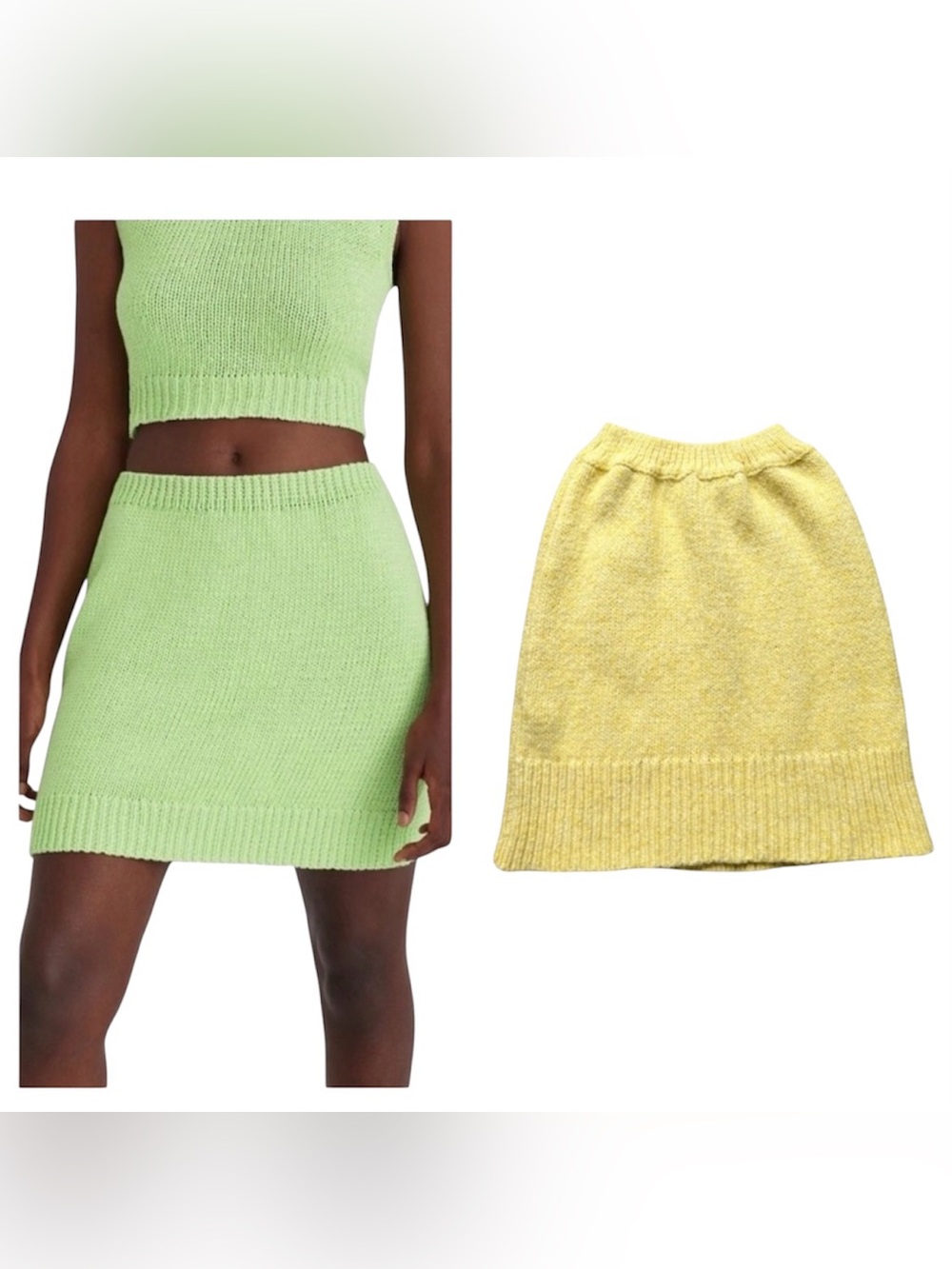 Paloma Skirt Sz M Wool Knit Cotton Merino Wool Baby Alpaca Mini Soft Yellow Y2K